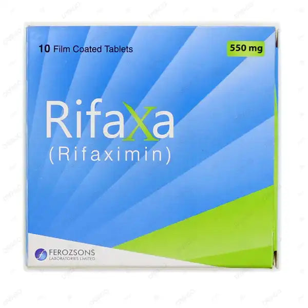 Rifaxa Tablets 550mg (1 Box = 1 Strip)(1 Strip = 10 Tablets)