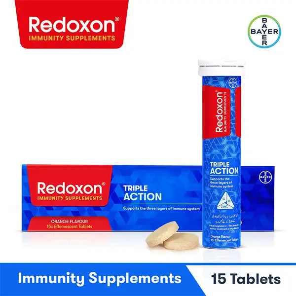 Redoxon Triple Action Effervescent Orange Flavour Tablets (1 Bottle = 15 Tablets)
