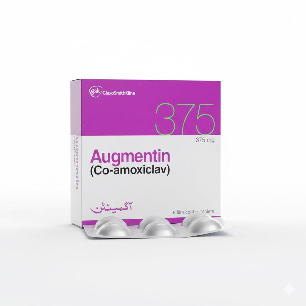 Augmentin Tablet 375mg (1 Strip = 6 Tablets)