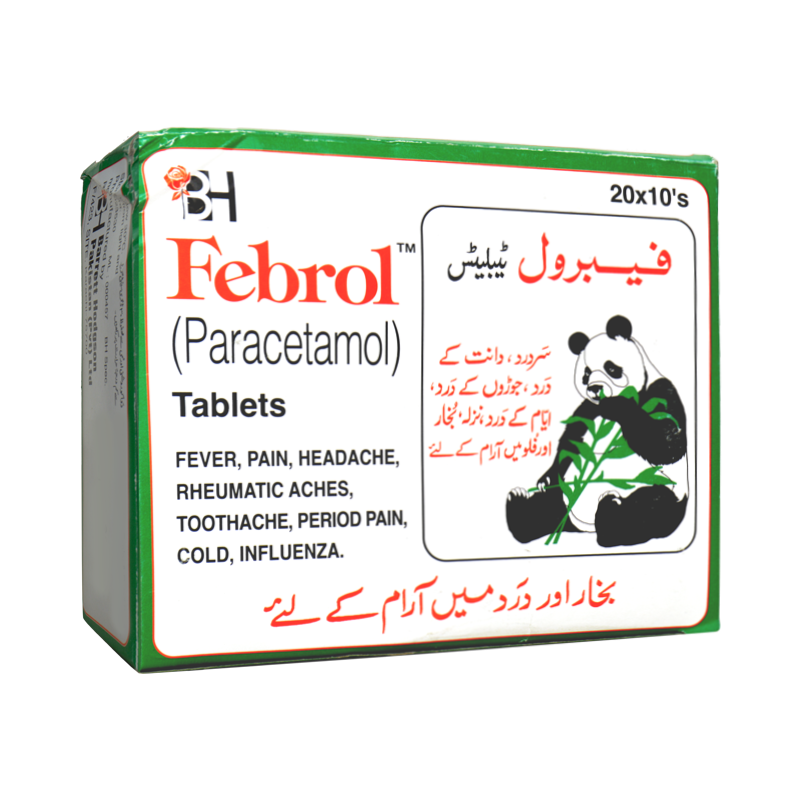 Febrol Tablets 500mg (1 Box = 20 Strips)