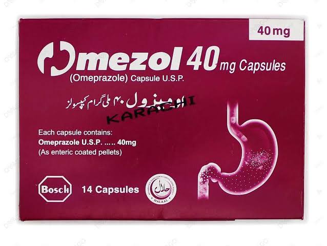 Omezol Capsules 40mg (1 Box = 2 Strips) (1 Strip = 7 Capsules)