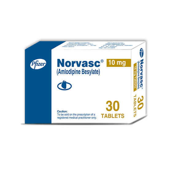 Norvasc Tablets 10mg (1 Box = 3 Strips)