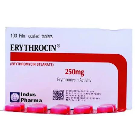 Erythrocin Tablets 250mg (1 Strip = 10 Tablets)