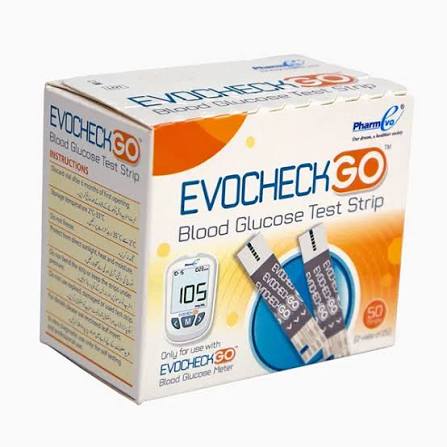 EvoCheck Go Blood Glucose Test Strips (Box = 50 Test Strips)