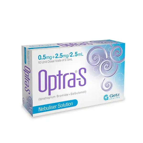 Optra-S Nebuliser Solution 0.5mg+2.5mg/2.5ml (1 Box = 10 Vials))