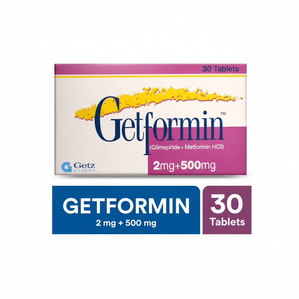 Getformin Tablets 2/500mg (1 Strip = 10 Tablets)