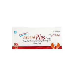 Ascard Plus (Aspirin/Clopidogrel) 81mg/75mg, 10 Ct - ATCO